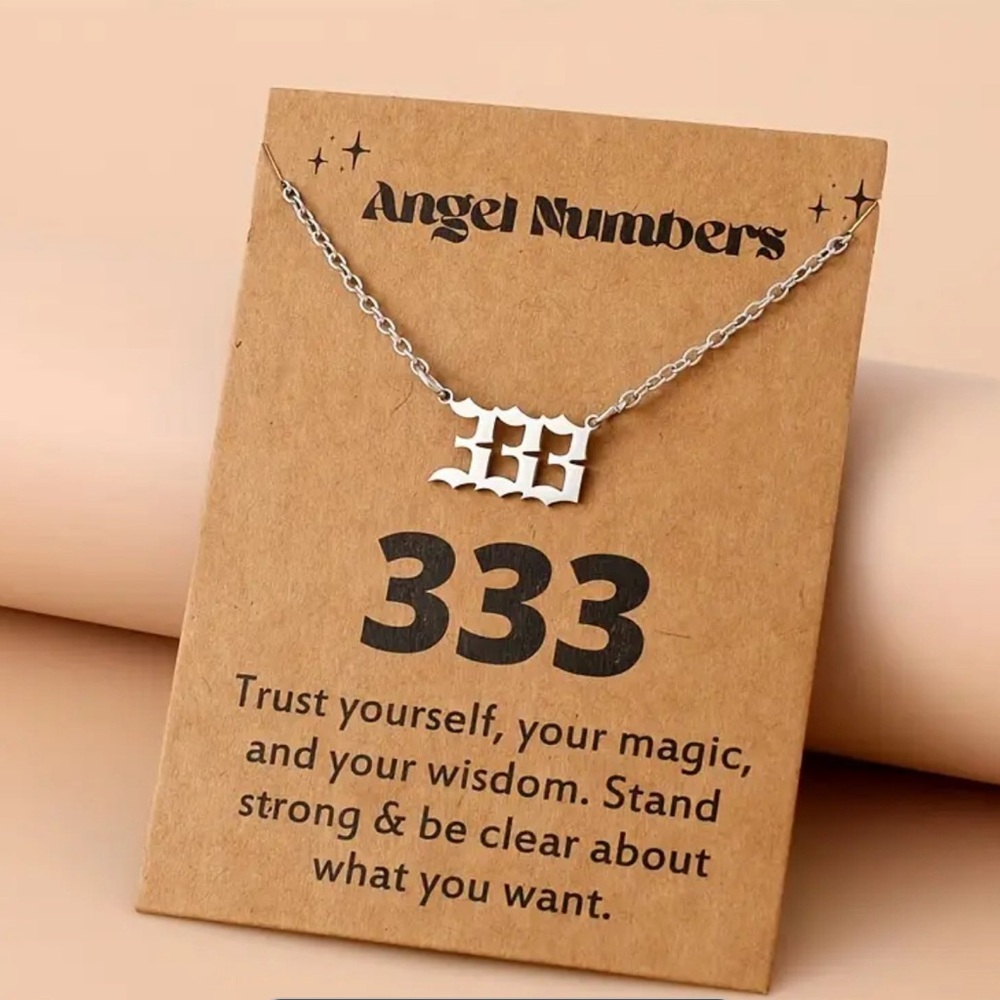Beautiful 333 stainless steel angel number necklace in silver